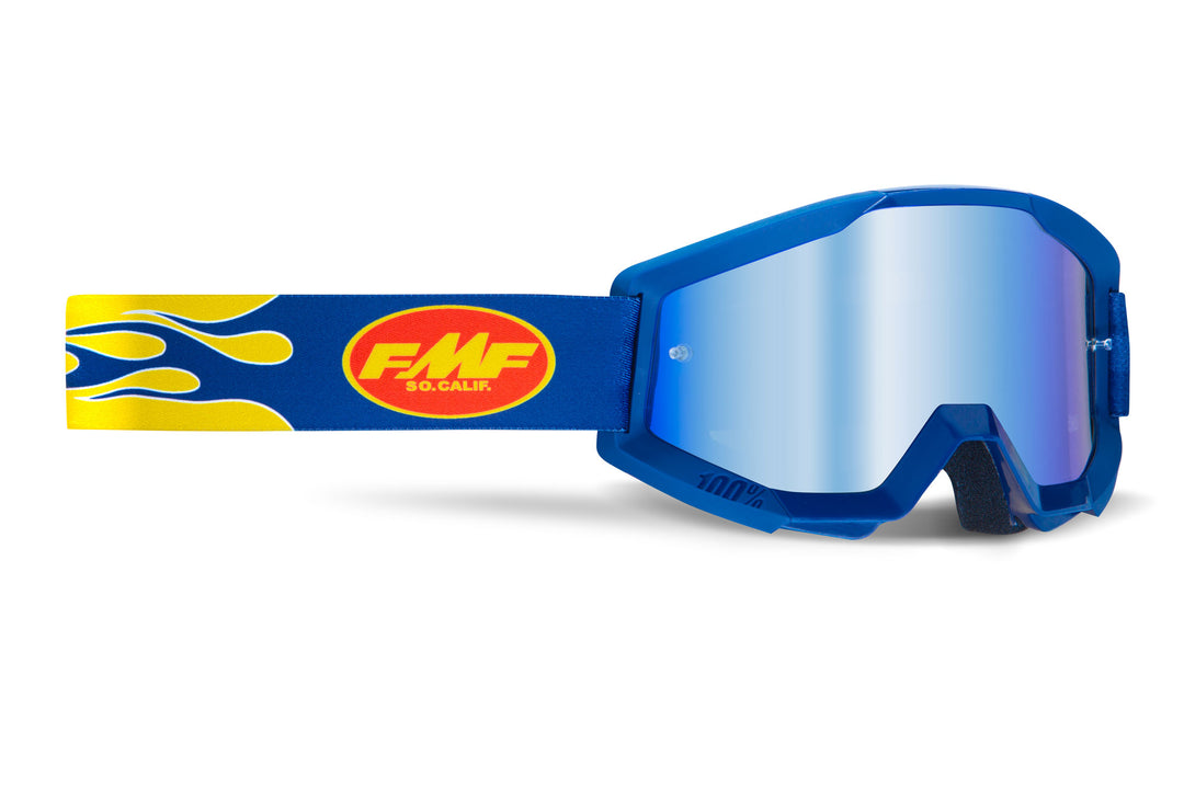 FMF Powercore Goggle Flame Navy Mirror Blue Lens